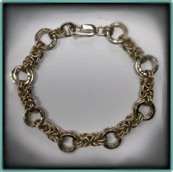 Gold Fill Byzantine Bracelet with Hammered Links.