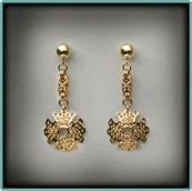 Fourteen Karat Gold Chased Quadriform Earrings