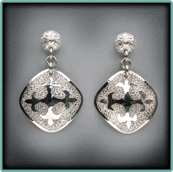 Sterling Silver Chased Fleur-de-Lis Earrings