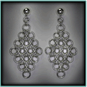 Sterling Silver Seven Row Japanese Earrings. 