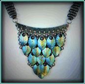 Titanium Fractal Scale Maille Neckpiece. Titanium & sterling silver. 